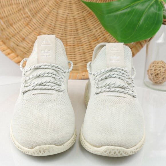 Adidas Originals Pharell Williams Mens Sneaker Size 8 Cream White Knit Shoe - Picture 3 of 12